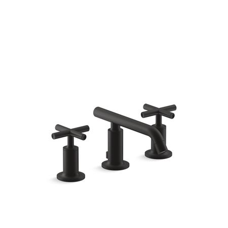 KOHLER Widespread Bathroom Sink Faucet W/ Low Cross Handles & Low Spout 14410-3-BL